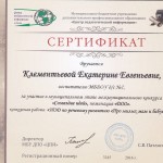 Сертификат за участие в межмуниципальном конкурсе "Созвездие идей". 2016 г.