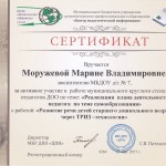 Сертификат за участие в работе муниципального круглого стола